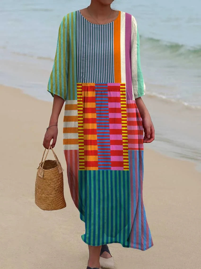 Vestido Arla - Vestido de algodón con estampado artístico