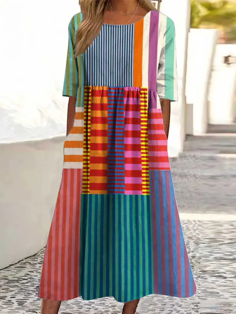 Vestido Arla - Vestido de algodón con estampado artístico