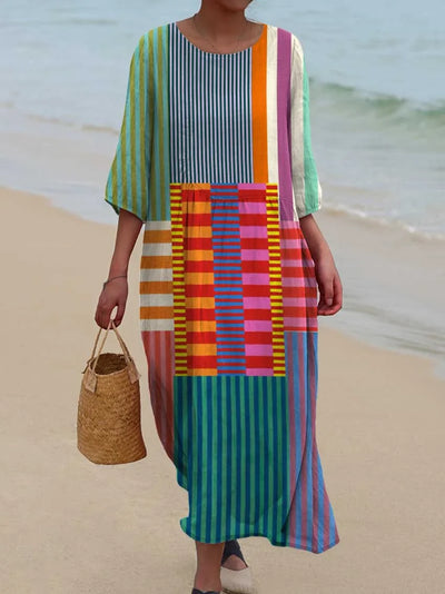 Vestido Arla - Vestido de algodón con estampado artístico